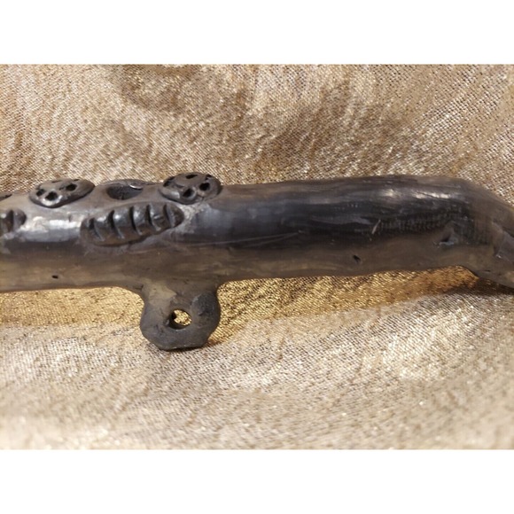 Dona Rosa Signed Coyotepec Oaxaca Mexican Folk Art Black Pottery Flute - Picture 5 of 16